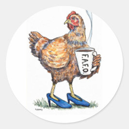 Pegatina Redonda Disentimiento de gallina