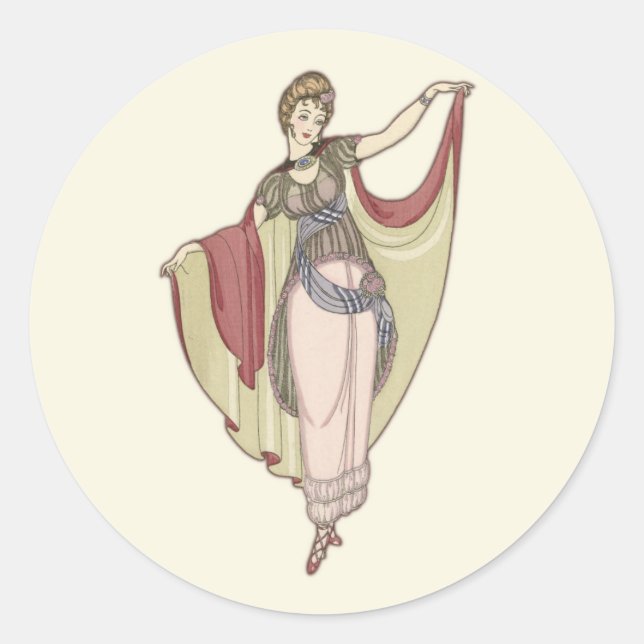Pegatina Redonda Disfraces de París - Vestidos de danza, moda (Anverso)