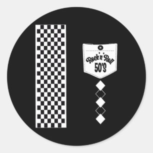 Pegatina Redonda Disfraces de Rockabilly Bowling Años 50 Sock Hop G
