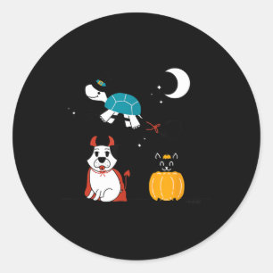 Pegatina Redonda Disfraces divertidos de Halloween para mascotas Pe