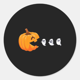 Pegatina Redonda Disfraz de calabaza divertida de Halloween fantasm