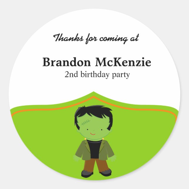 Pegatina Redonda Disfraz de cumpleaños de Halloween (Anverso)