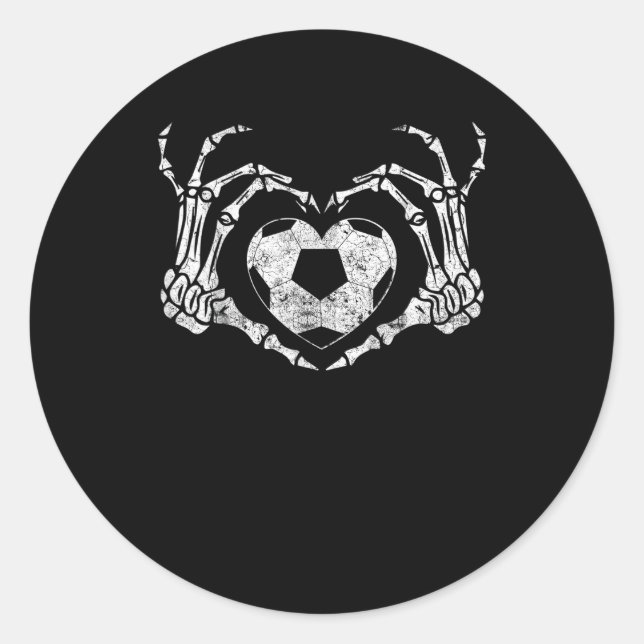 Pegatina Redonda Disfraz de esqueleto para el corazón del fútbol co (Anverso)
