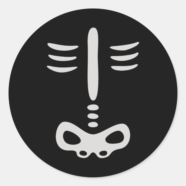 Pegatina Redonda Disfraz de esqueleto para niños de Halloween (Anverso)