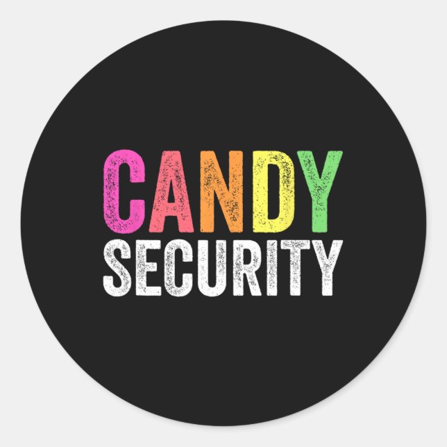 Pegatina Redonda Disfraz de Fun Candy Security Halloween (Anverso)