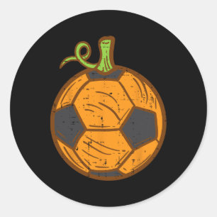 Pegatina Redonda Disfraz de fútbol de Halloween Byll Pumpkin Footby