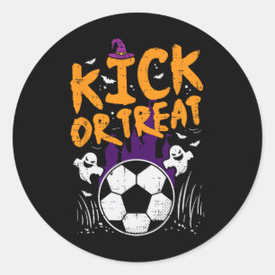 Pegatina Redonda Disfraz de fútbol de Halloween Patea o Trata Footb