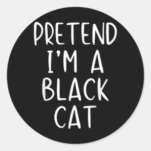 Pegatina Redonda disfraz de gato negro falso Halloween simple adult