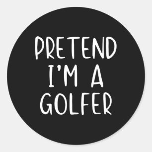 Pegatina Redonda Disfraz de golfista falso Halloween simple diverti