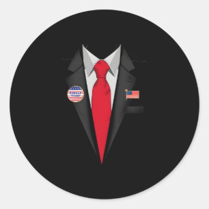 Pegatina Redonda disfraz de Halloween con traje y corbata de Donald