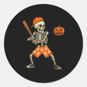 Pegatina Redonda Disfraz de Halloween de bateo de béisbol de esquel
