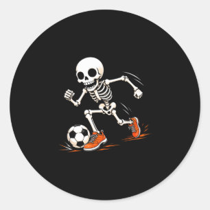 Pegatina Redonda Disfraz de Halloween de esqueleto de fútbol para n