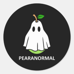 Pegatina Redonda Disfraz de Halloween de pera fantasma linda parano