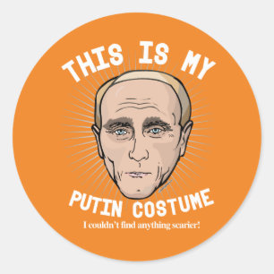 Pegatina Redonda Disfraz de Halloween de Vladimir Putin - no pude e