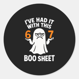 Pegatina Redonda Disfraz de Halloween del meme 6 7 divertido Boo Sh