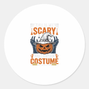 Pegatina Redonda Disfraz de Halloween Disfraz de Bruja de Calabaza 