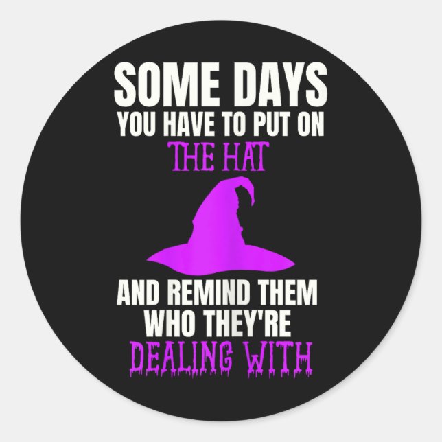 Pegatina Redonda Disfraz De Halloween Divertido De Brujas En La Cit (Anverso)