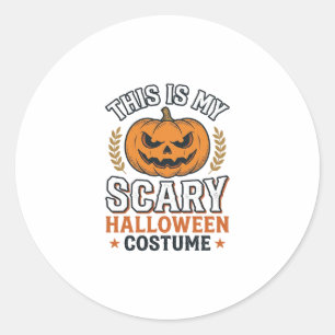 Pegatina Redonda Disfraz de Halloween espantoso Calabaza Diseño vec