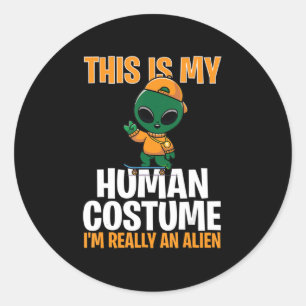 Pegatina Redonda Disfraz de Halloween Este es mi disfraz humano que