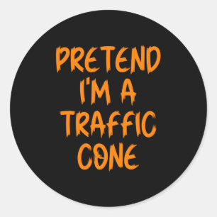 Pegatina Redonda Disfraz de Halloween Finge que soy un cono de tráf