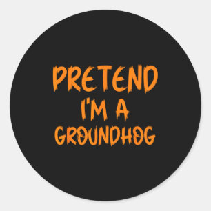 Pegatina Redonda Disfraz de Halloween Finge Soy una marmota Perezos