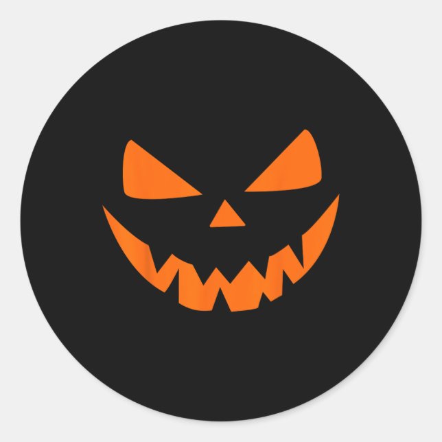 Pegatina Redonda Disfraz de Halloween Jack O' Lantern Pumpkin Face  (Anverso)