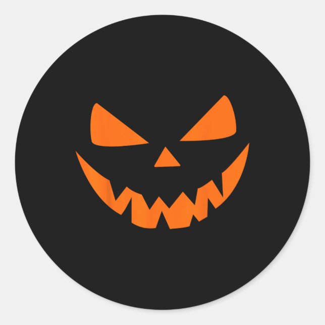 Pegatina Redonda Disfraz de Halloween Jack O' Lantern Pumpkin Face  (Anverso)