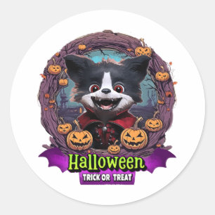 Pegatina Redonda Disfraz de Halloween para cachorro