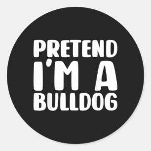 Pegatina Redonda Disfraz de Halloween Pretendo Ser un Bulldog