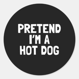 Pegatina Redonda Disfraz de Halloween Pretendo Ser Un Hot Dog