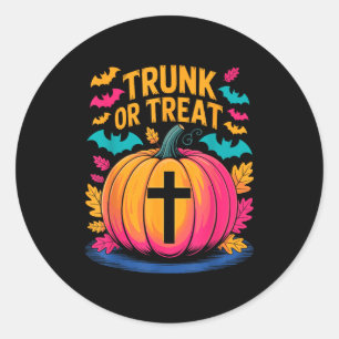 Pegatina Redonda Disfraz de Halloween Trunk Or Treat Cristiano Cala