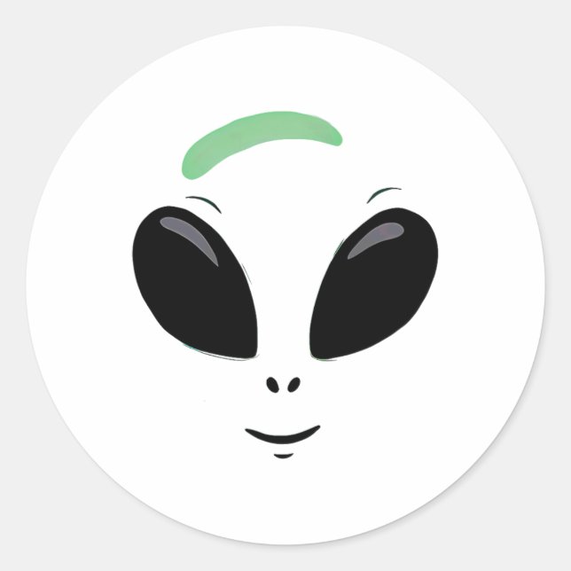 Pegatina Redonda Disfraz de Halloween verde alienígena (Anverso)