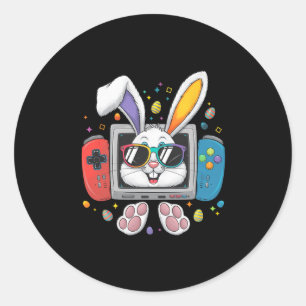 Pegatina Redonda Disfraz de huevos de conejo de videojuegos día de