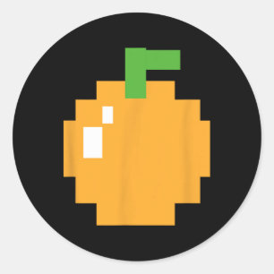 Pegatina Redonda Disfraz de juego de video naranja Pixel de los 80 