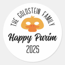 Pegatina Redonda Disfraz de máscaras de pato purim