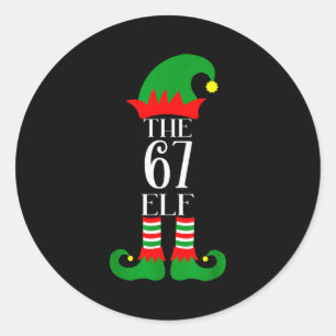 Pegatina Redonda Disfraz de Navidad de 67 Elfos Pijama 67 Meme Gen