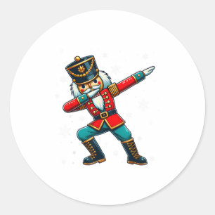 Pegatina Redonda Disfraz de Navidad de Cascanueces haciendo Dabbing