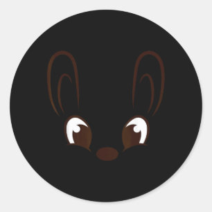Pegatina Redonda Disfraz de Pascua de conejo cara de niño Halloween