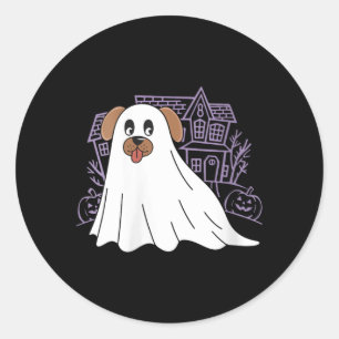 Pegatina Redonda Disfraz De Perro Fantasma Divertido Para Mujer