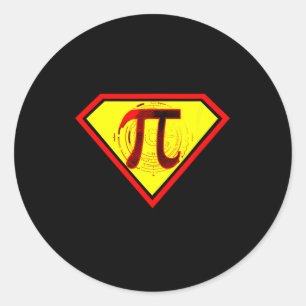 Pegatina Redonda Disfraz de superhéroe divertida de Pi Day