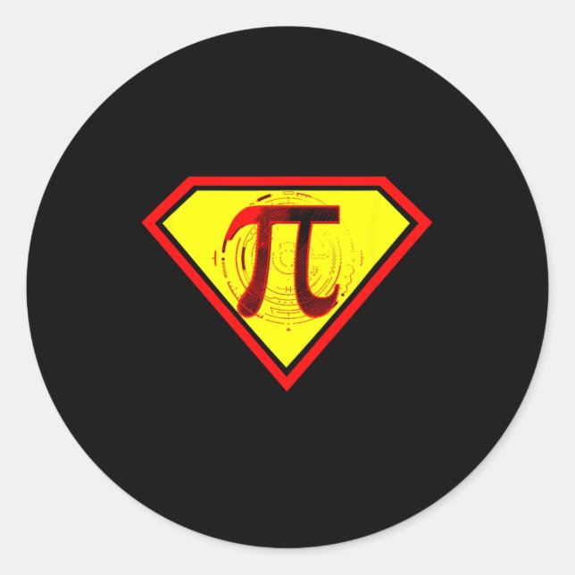 Pegatina Redonda Disfraz de superhéroe divertida de Pi Day (Anverso)