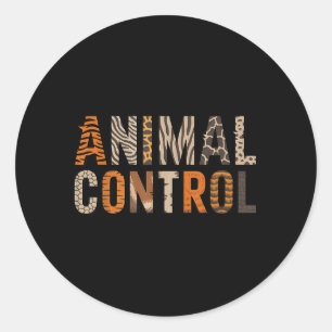 Pegatina Redonda Disfraz divertido de control de animales para Hall