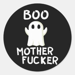 Pegatina Redonda Disfraz divertido de fantasma Boo para Halloween