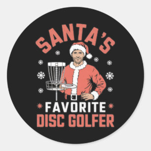 Pegatina Redonda Disfraz divertido de golf de disco de Navidad para