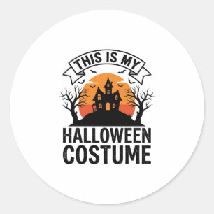 Pegatina Redonda Disfraz divertido de Halloween Casa embrujada Cami