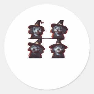 Pegatina Redonda Disfraz divertido de Halloween para caniche � Phot
