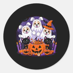 Pegatina Redonda Disfraz divertido de mujer para perro de Halloween