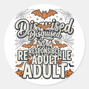 Pegatina Redonda Disfrazado de adulto responsable Halloween Vector