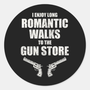 Pegatina Redonda Disfruta De Largas Caminatas Románticas A La Tiend