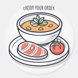 Pegatina Redonda Disfruta de tu pedido